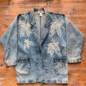 Vintage 80’s Jensen acid washed embellished denim jacket.